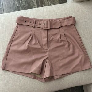 Pink Leather Shorts